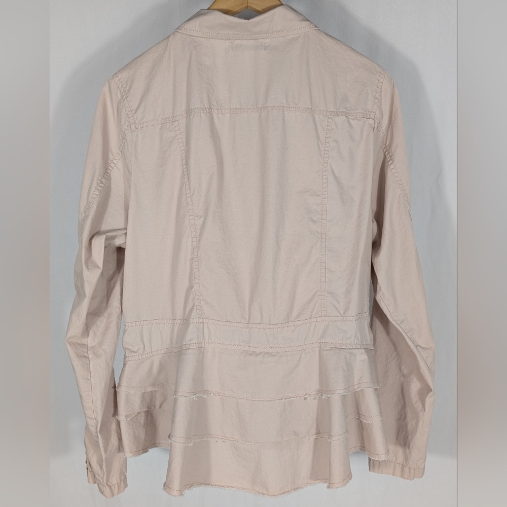 Maurices Light Pink Utility Jacket 100% Cotton Button Up Raw Ruffles Size XL - Picture 2 of 12